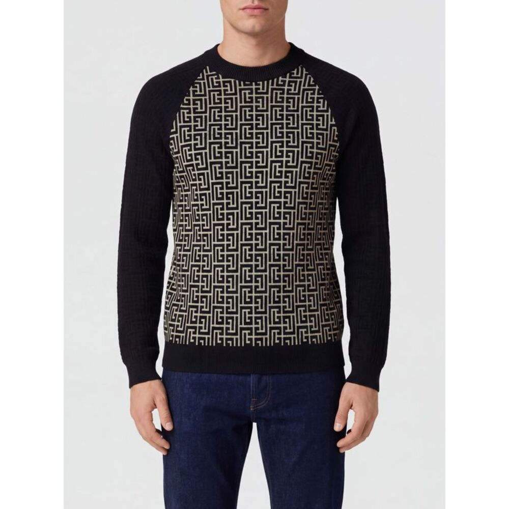 Balmain Men Balmain Slim Fit Cotton, Linen And Viscose Blend Crewneck Jumper